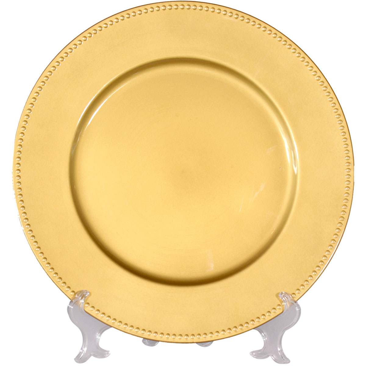 Bajo plato sencillo dorado - Renta de mobiliario para eventos en Mexicali